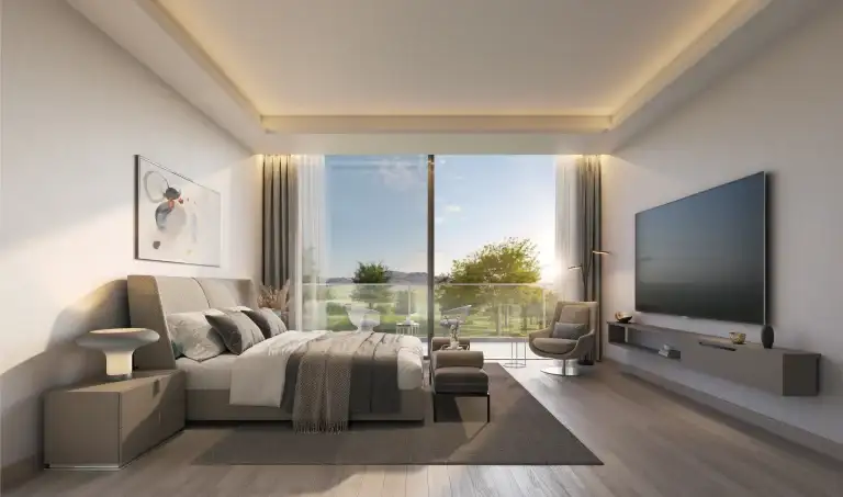 Bedroom interior at an Aida by DarGlobal villa, Muscat