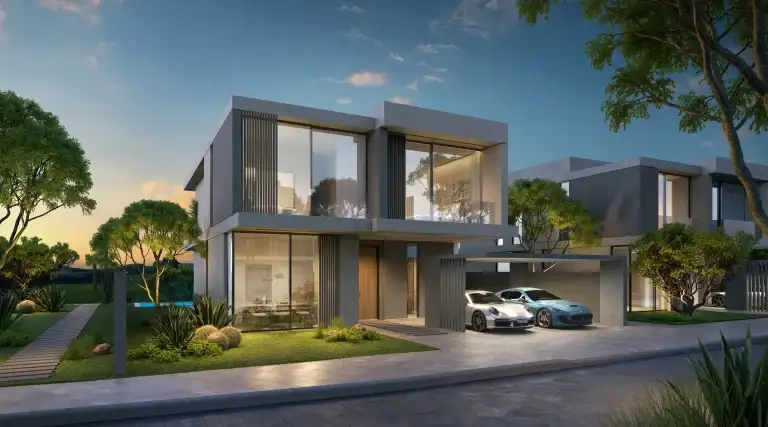 Front view of a 385 m² Fairway Villa at Aida, Muscat