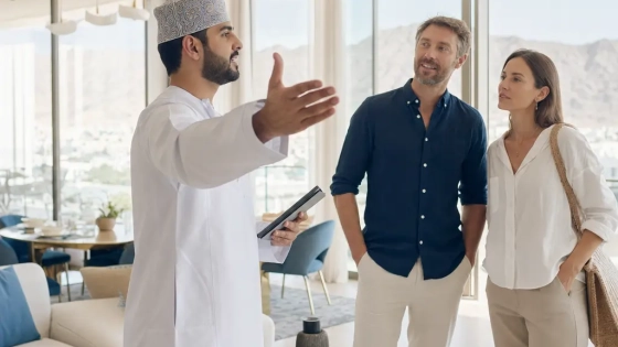 Expats Viewing A Modern Apartment In Muscat In Natural Daylight