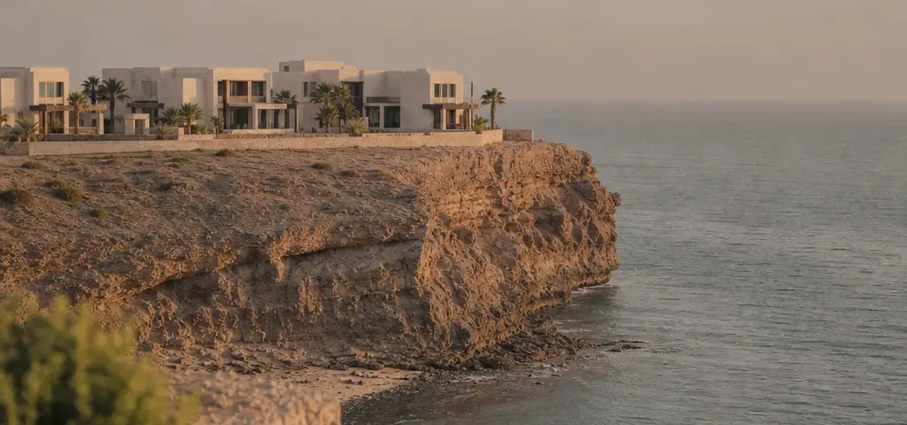 Coastal Yiti District In Oman With Modern Residences Overlooking The Sea