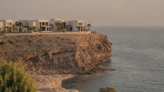 Coastal Yiti District In Oman With Modern Residences Overlooking The Sea