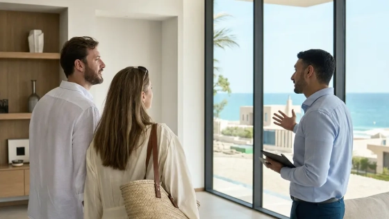 Foreign Buyer Reviewing Modern Coastal Property In Muscat, Oman