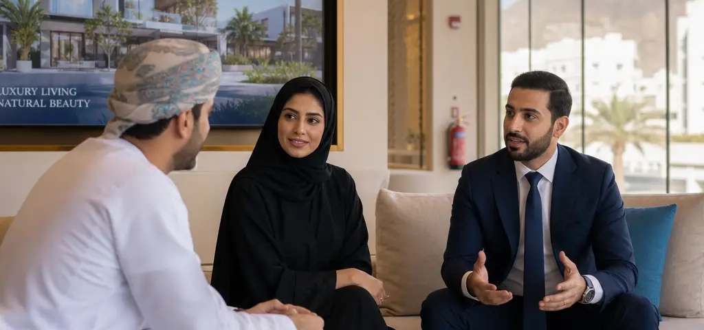 Real Estate Agent Advising An International Buyer On Property Options In Muscat, Oman