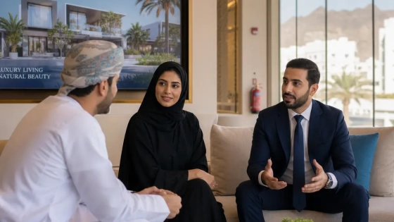 Real Estate Agent Advising An International Buyer On Property Options In Muscat, Oman